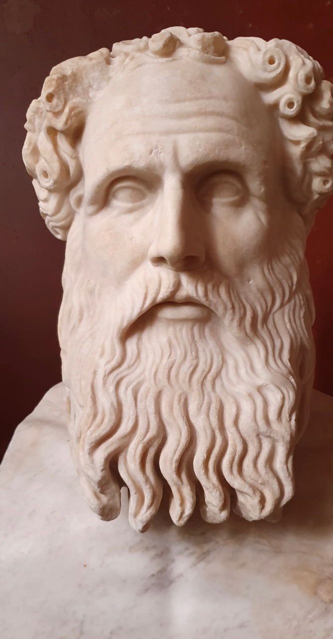 Busto de Zenão de Cítio preservado no Neues Museum, em Berlim